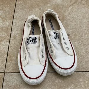 Converse white slip ons